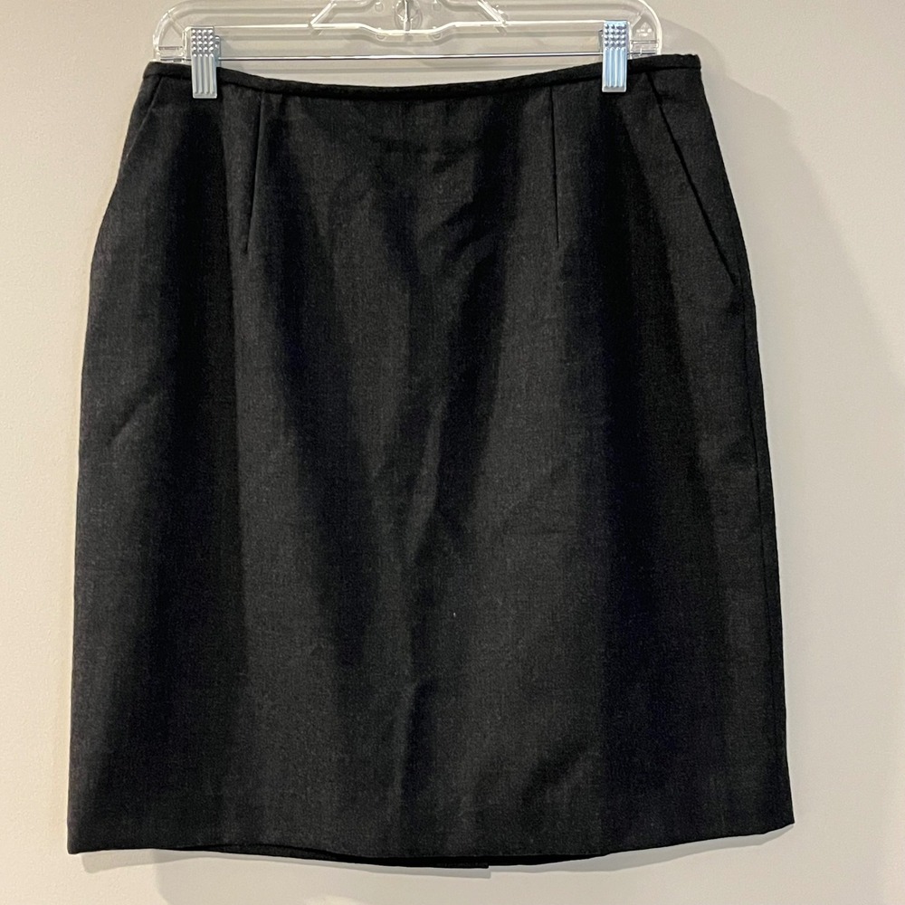 Casual Corner Vintage Wool Pencil Skirt Charcoal Gray Career Office Wear Sz 14